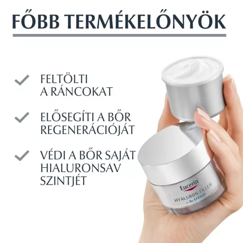 EUCERIN Hyaluron-Filler +3x effect ráncfeltöltő éjszakai arckrém öko-utántöltő (50ml)