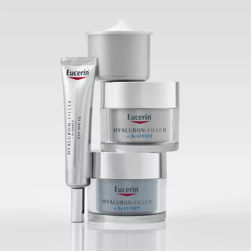 EUCERIN Hyaluron-Filler +3x effect ráncfeltöltő éjszakai arckrém öko-utántöltő (50ml)
