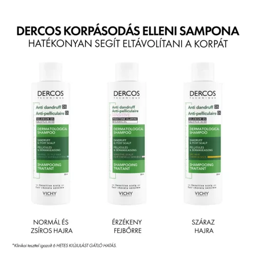VICHY Dercos DS korpásodás elleni sampon érzékeny fejbőrre (200ml)  
