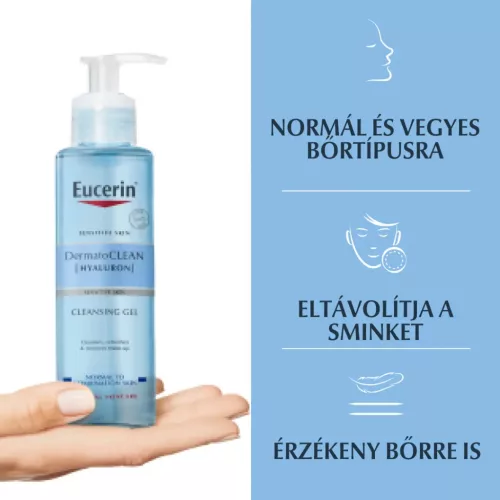 EUCERIN DermatoCLEAN {Hyaluron} mélytisztító, habzó arclemosó zselé (200ml)