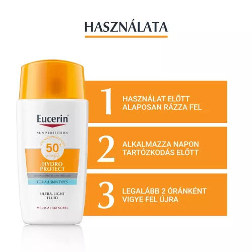 EUCERIN Sun Hydro-Protect ultra könnyű napozó fluid arcra SPF50+ (50ml)