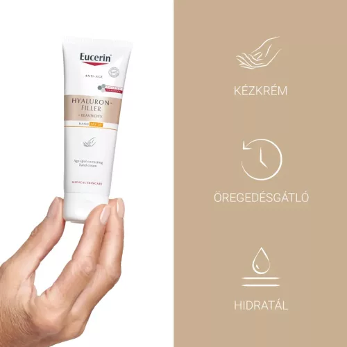EUCERIN Hyaluron-Filler + Elasticity pigmentfolt halványító és bőrfiatalító kézkrém FF30 (75ml)