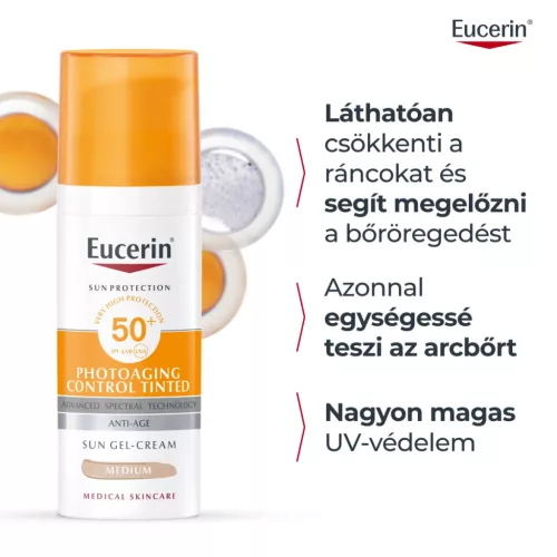 EUCERIN Sun Photoaging Control színezett napozó krém arcra FF50+ medium (50ml) 