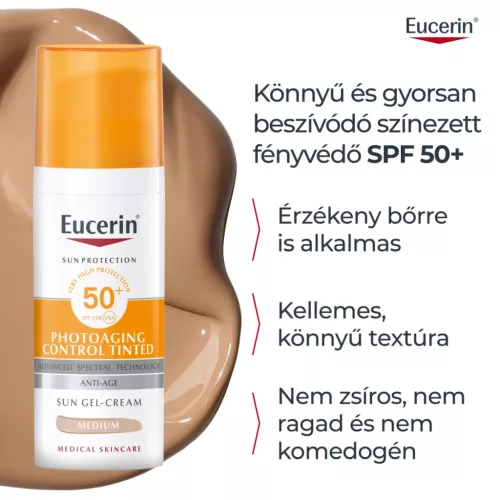 EUCERIN Sun Photoaging Control színezett napozó krém arcra FF50+ medium (50ml) 