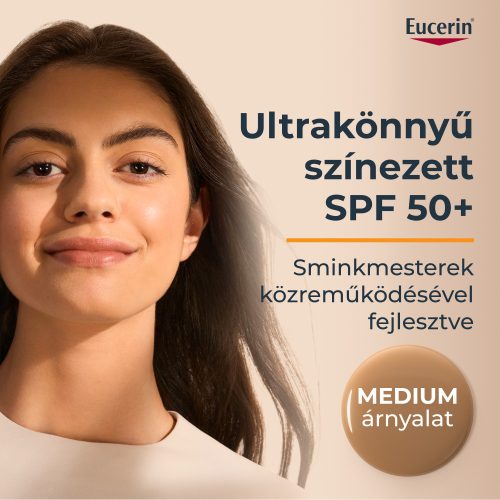 EUCERIN Sun Hydro-Protect ultra könnyű színezett napozó fluid arcra SPF50+ medium (50ml)