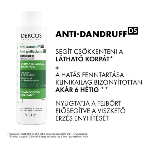 VICHY Dercos DS korpásodás elleni sampon normál és zsíros hajra (200ml)   