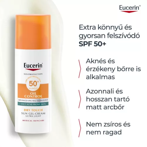 EUCERIN Sun Oil Control napozó gél-krém arcra SPF50+ (50ml) 