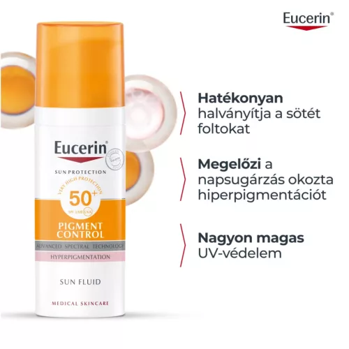 EUCERIN Sun Pigment Control napozó fluid arcra SPF50+ (50ml)  
