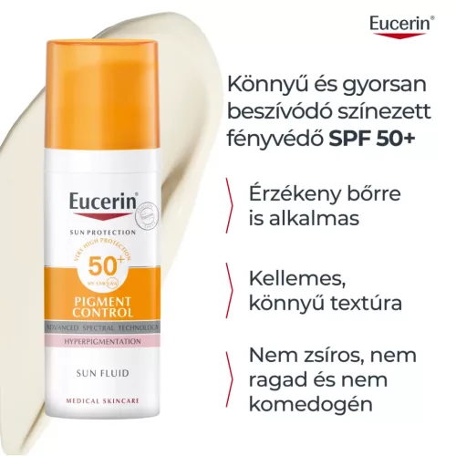 EUCERIN Sun Pigment Control napozó fluid arcra SPF50+ (50ml)  
