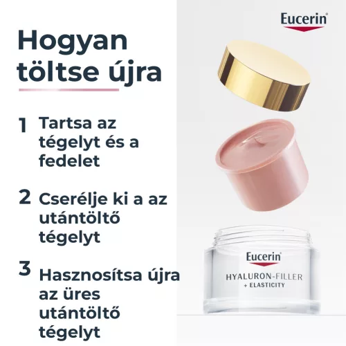EUCERIN Hyaluron-Filler + Elasticity Bőrtömörséget regeneráló nappali arckrém SPF30 rose öko-utántöltő (50ml)