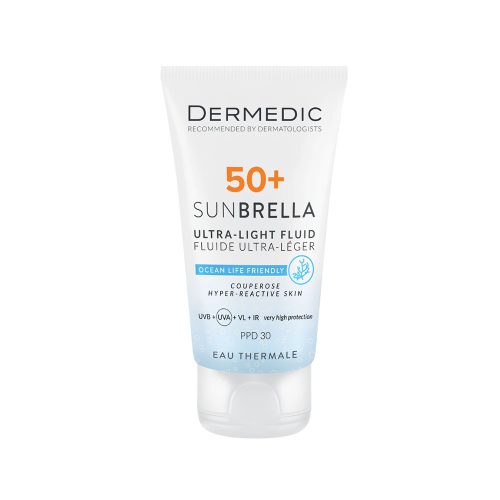 DERMEDIC Sunbrella Ultra-light fényvédő FLUID SPF50+ rozáceás bőrre (40ml)