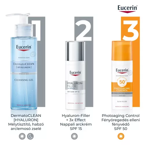EUCERIN Hyaluron-Filler +3x effect ráncfeltöltő nappali arckrém normál, vegyes bőrre (50ml) 