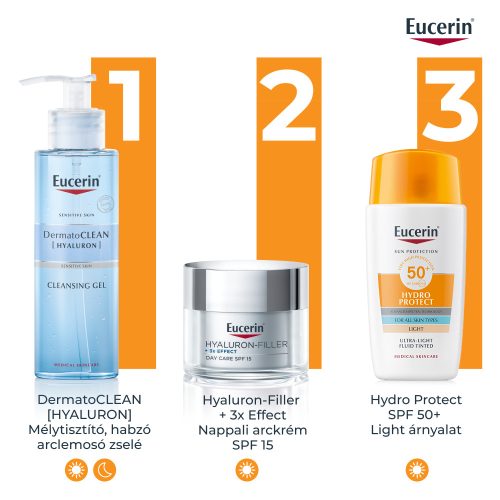 EUCERIN Sun Hydro-Protect ultra könnyű színezett napozó fluid arcra SPF50+ light (50ml)