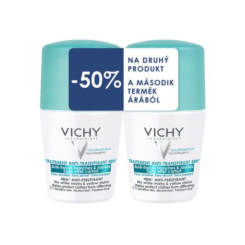 VICHY Izzadságszabályozó golyós dezodor foltmentes duopack (2x50ml)    