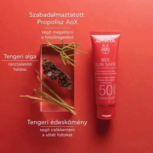 APIVITA BEE SUN SAFE Színezett arckrém ráncok és pigmentfolt ellen SPF50 (50ml)