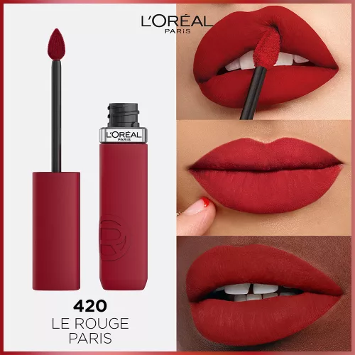 L'ORÉAL PARIS Infaillible Le Matte Resistance folyékony ajakrúzs 420 Le Rouge Paris (5ml)