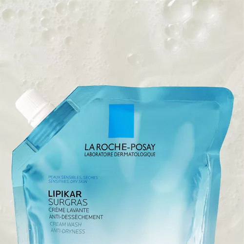 LA ROCHE-POSAY Lipikar Surgras koncentrált tusoló krém utántöltő 400ml