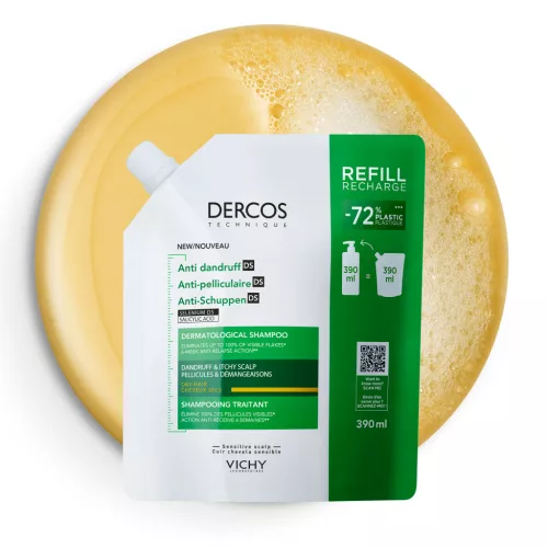 VICHY Dercos DS korpásodás elleni sampon száraz hajra utántöltő (390ml)