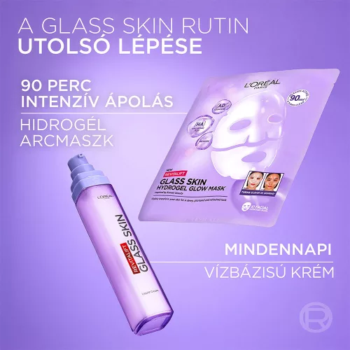 L'ORÉAL PARIS Revitalift Filler Glass Skin hidrogél ragyogást adó arcmaszk (25g)