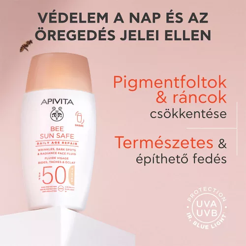 APIVITA BEE SUN SAFE Daily Age Repair színezett fluid ráncok és pigmentfoltok ellen SPF50 (50ml)