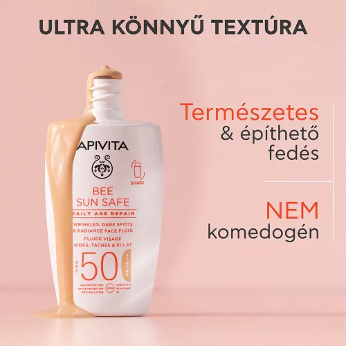 APIVITA BEE SUN SAFE Daily Age Repair színezett fluid ráncok és pigmentfoltok ellen SPF50 (50ml)