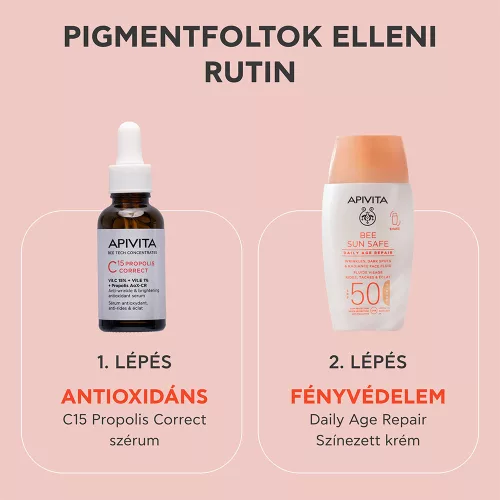 APIVITA BEE SUN SAFE Daily Age Repair színezett fluid ráncok és pigmentfoltok ellen SPF50 (50ml)