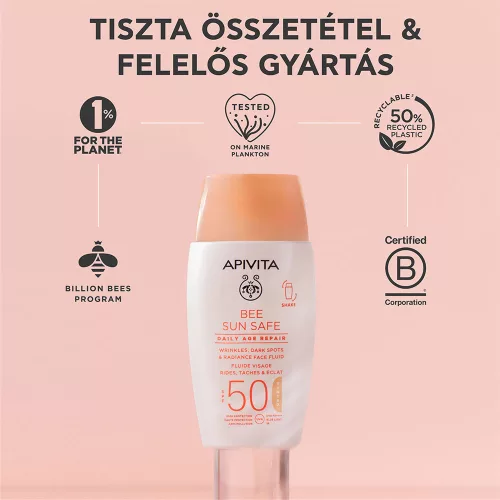 APIVITA BEE SUN SAFE Daily Age Repair színezett fluid ráncok és pigmentfoltok ellen SPF50 (50ml)