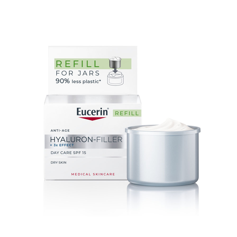 EUCERIN Hyaluron-Filler +3x effect ráncfeltöltő nappali arckrém SPF15 öko-utántöltő (50ml)