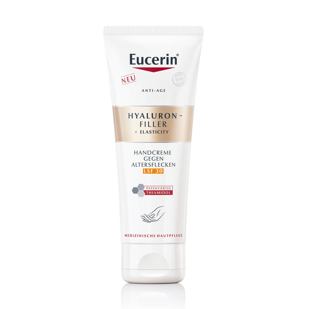 EUCERIN Hyaluron-Filler + Elasticity pigmentfolt halványító és bőrfiatalító kézkrém FF30 (75ml)