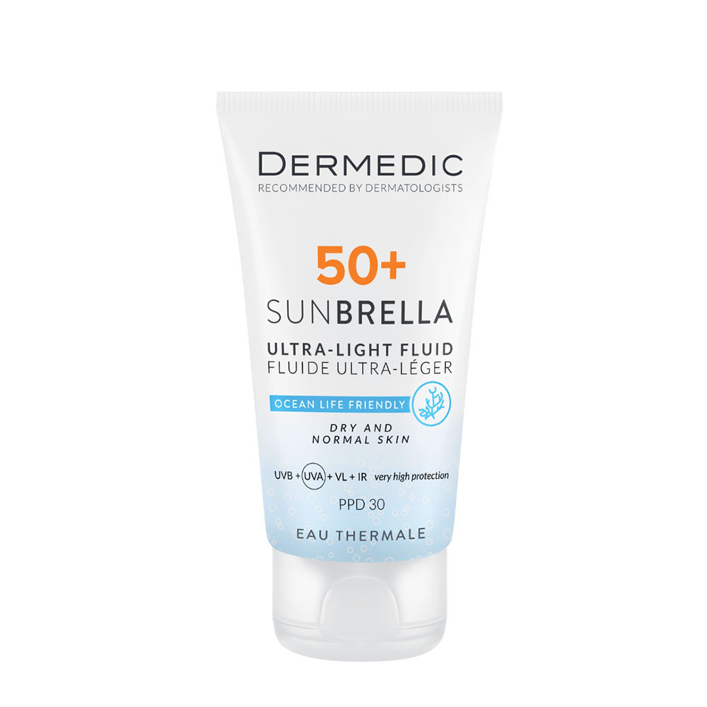 DERMEDIC Sunbrella Ultra-light fényvédő FLUID SPF 50+ száraz és normál arcbőrre (40ml)