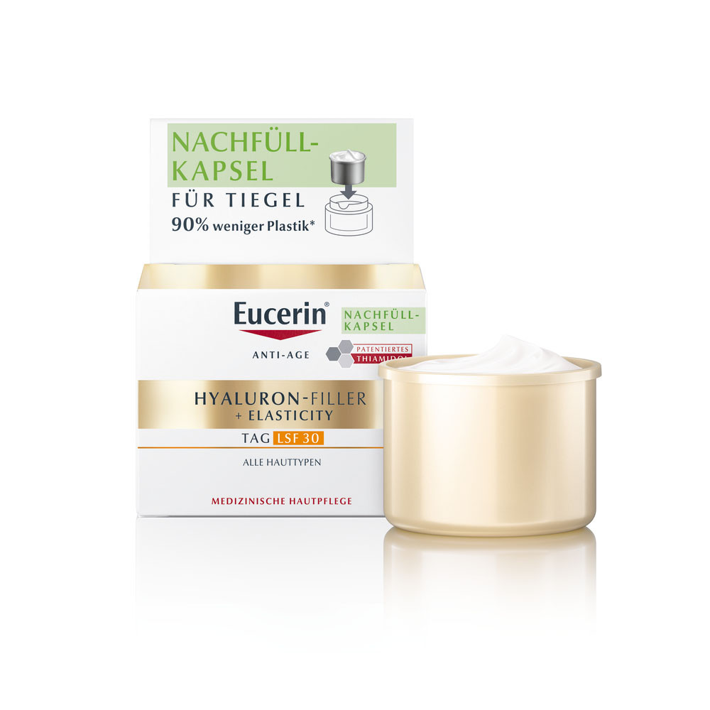 EUCERIN Hyaluron-Filler + Elasticity Bőrtömörséget regeneráló nappali arckrém SPF30 öko-utántöltő (50ml)