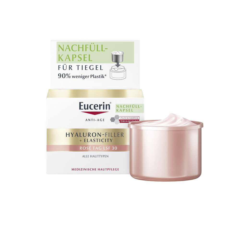 EUCERIN Hyaluron-Filler + Elasticity Bőrtömörséget regeneráló nappali arckrém SPF30 rose öko-utántöltő (50ml)