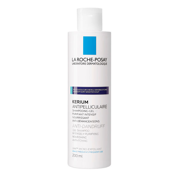 LA ROCHE-POSAY Kerium mikro-hámlasztó hatású korpásodás elleni gél sampon zsíros hajra (200ml)