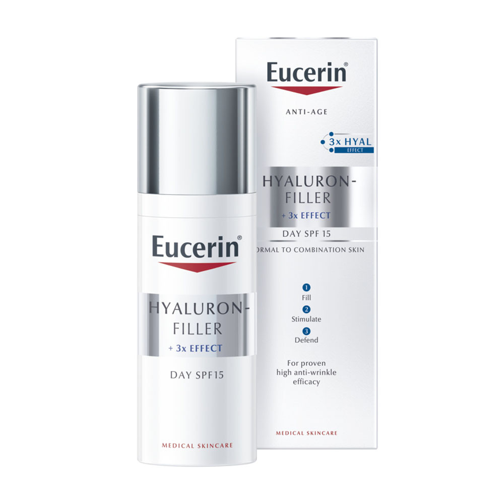 EUCERIN Hyaluron-Filler +3x effect ráncfeltöltő nappali arckrém normál, vegyes bőrre (50ml)